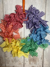 Load image into Gallery viewer, A kit that includes everything you need to make your own rag wreath that measures approx 20cm diameter. Step by step photo instructions. Gingham
