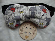 Load image into Gallery viewer, My Eye Masks are ideal for helping you relax - whether that's whilst sleeping, napping or during meditation/yoga.  They have a patterned (personalised) front with a gorgeously soft velvet back. There are three layers of padding inside so are so gentle against your eyes. I use wide elastic so they don't slip and also don't dig in.  I usually add lavender between the stuffing - lavender is a natural relaxant and also smells pretty amazing! But I know not everyone likes it - so this is optional.  These can be