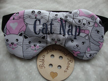 Load image into Gallery viewer, My Eye Masks are ideal for helping you relax - whether that's whilst sleeping, napping or during meditation/yoga.  They have a patterned (personalised) front with a gorgeously soft velvet back. There are three layers of padding inside so are so gentle against your eyes. I use wide elastic so they don't slip and also don't dig in.  I usually add lavender between the stuffing - lavender is a natural relaxant and also smells pretty amazing! But I know not everyone likes it - so this is optional.  These can be