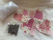 Load image into Gallery viewer, A kit that includes everything you need to make your own pair of pocket hug hearts with step by step photo instructions.  Choose your own phrase.  With optional lavender.
