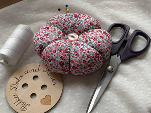 A sewing kit including everything you need to make your own pin cushion with step by step photo instructions.