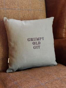This cushion is made from a hardwearing upholstery fabric and measures approx. 35x35cm  The inner is provided and a zip so the cushion covers can be washed (in a gentle wash)   These can be personalised with your own phrase - just use the 'Contact Us' page and we can go from there.