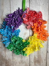 Load image into Gallery viewer, A kit that includes everything you need to make your own rag wreath that measures approx 20cm diameter. Step by step photo instructions. Polka Dot

